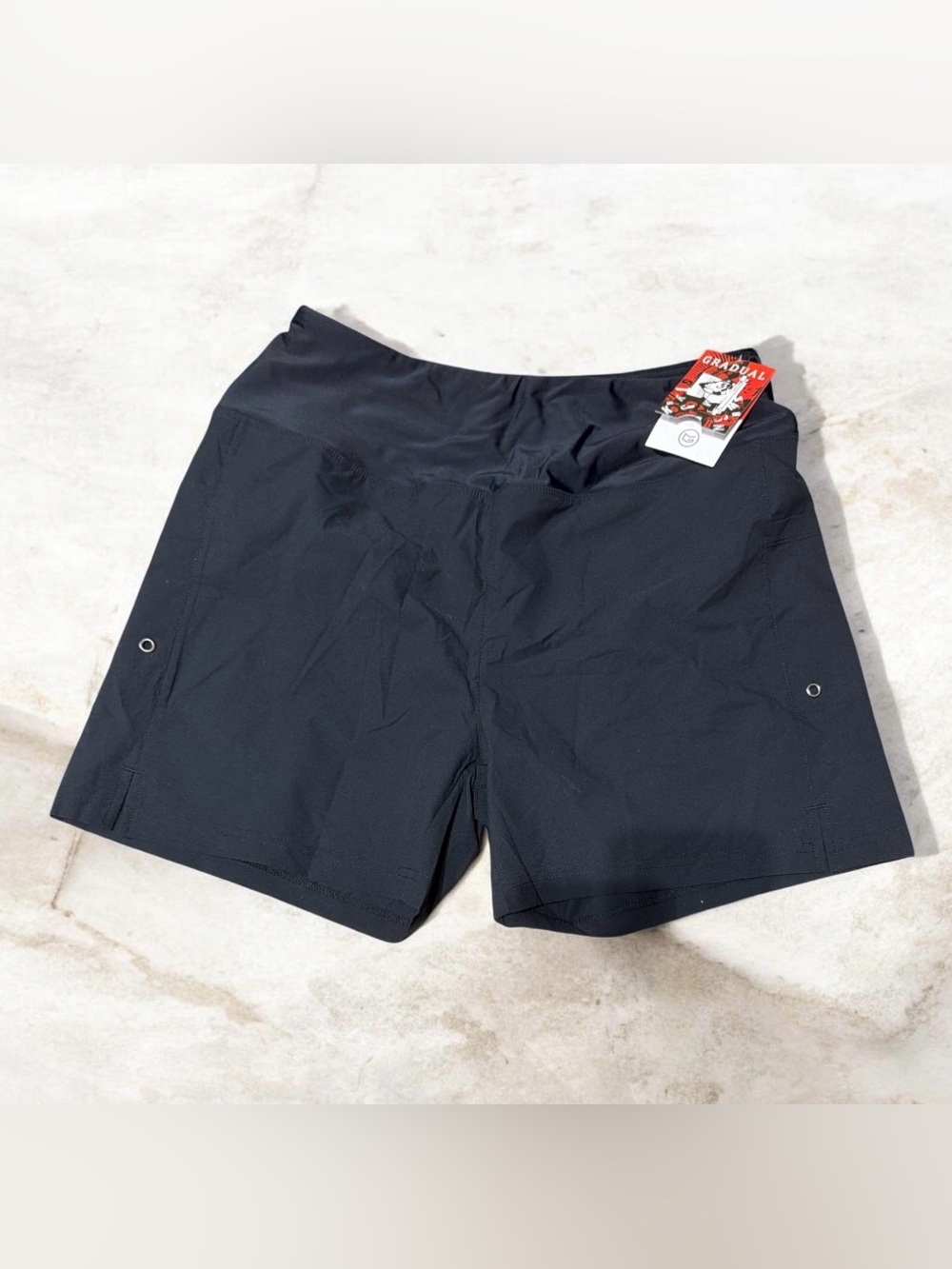 Gradual Women's Black Athletic Shorts with Side Vent Details